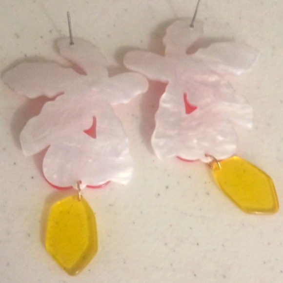 💐Colorful Orchid Flower Floral Statement Earrings Hypoallergenic - Picture 2 of 3